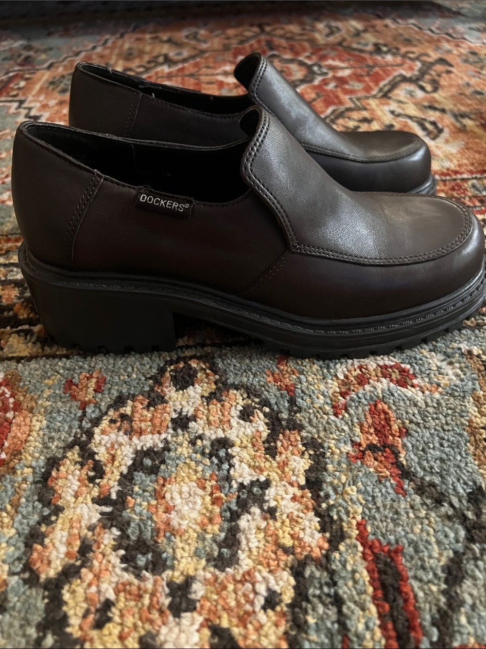 Dockers Brown Leather Slip-On Chunky Loafer